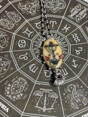 Sailor Jerry Vintage Tattoo Flash Anchor Necklace, Art Jewelry Statement Necklac